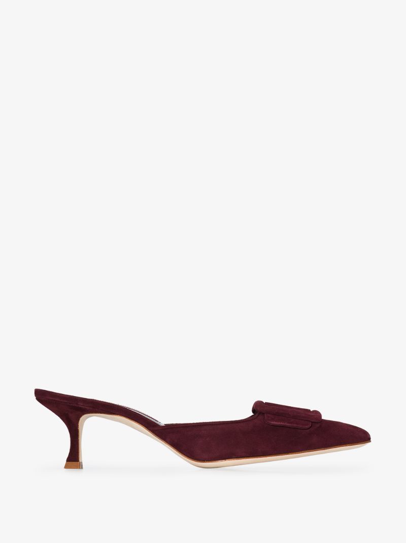 Dark Red Maysale 50 Suede Mules