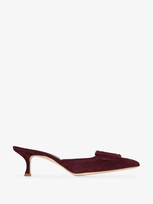 Dark Red Maysale 50 Suede Mules