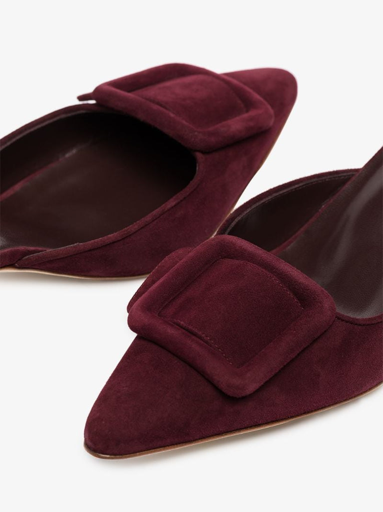 Dark Red Maysale 50 Suede Mules
