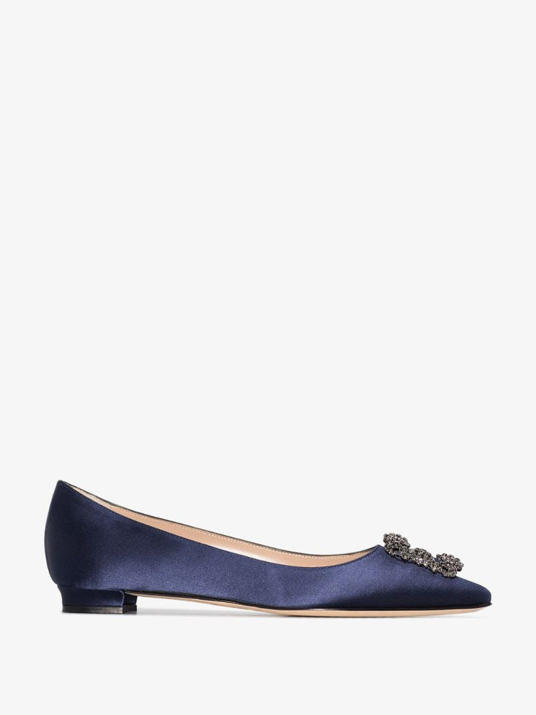 Blue Hangisi Crystal Satin Pumps