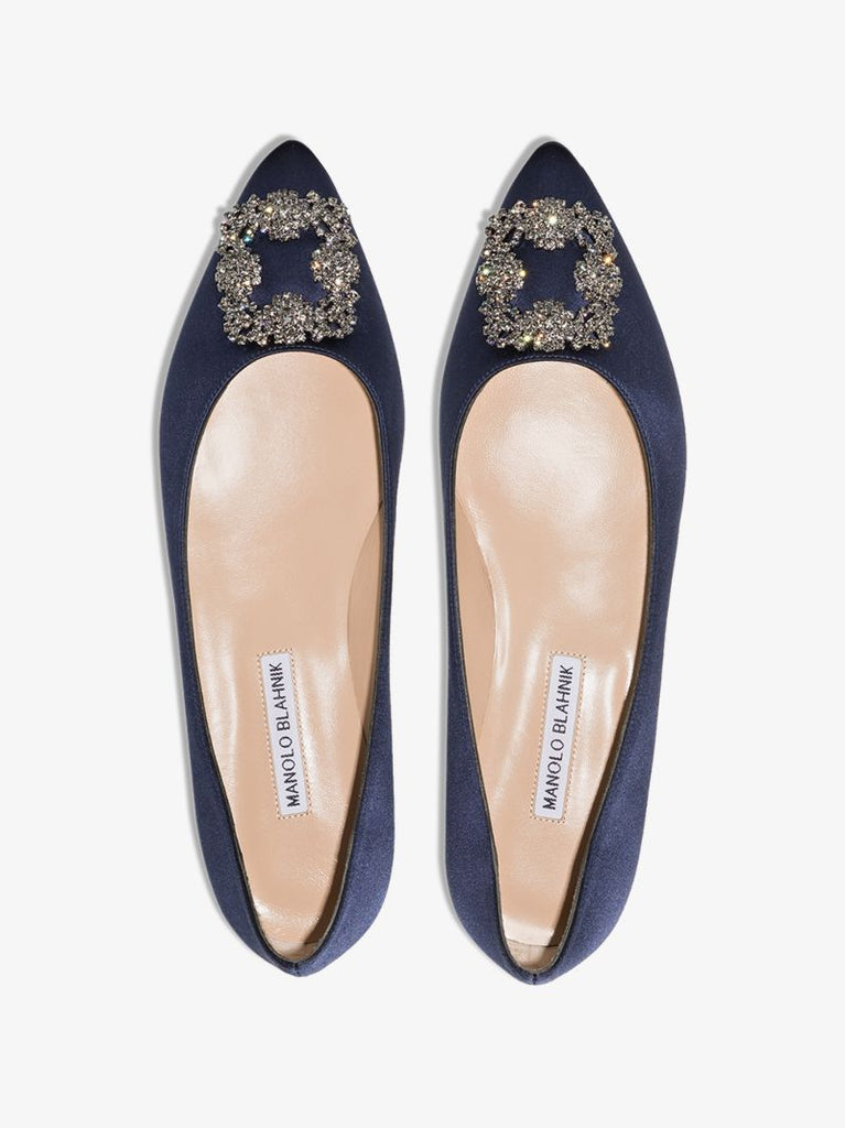 Blue Hangisi Crystal Satin Pumps