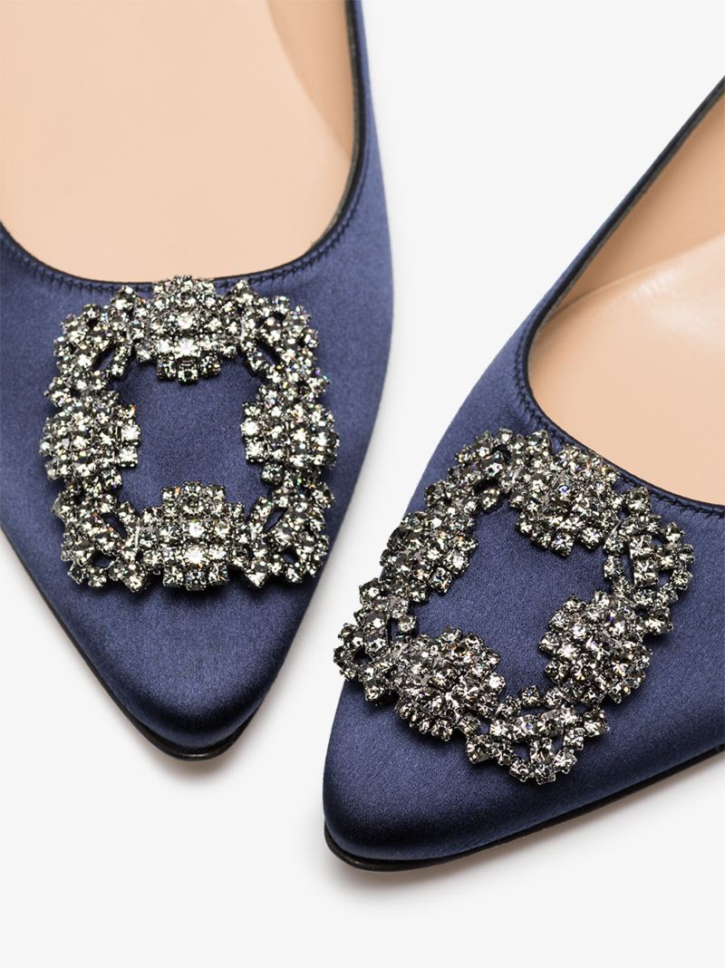 Blue Hangisi Crystal Satin Pumps