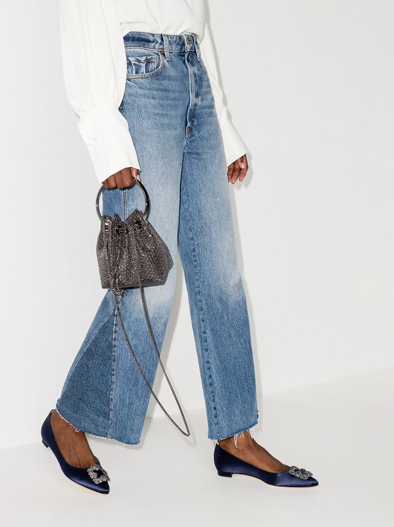 Blue Hangisi Crystal Satin Pumps