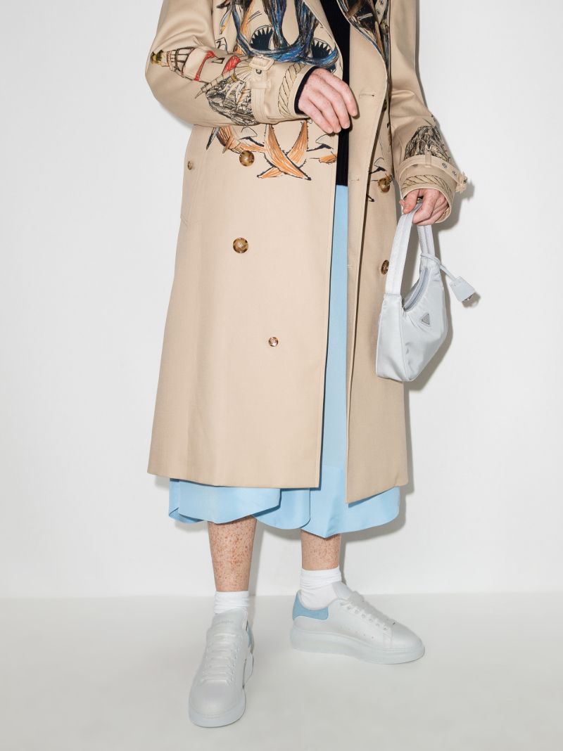 White and Blue Oversized Sneakers