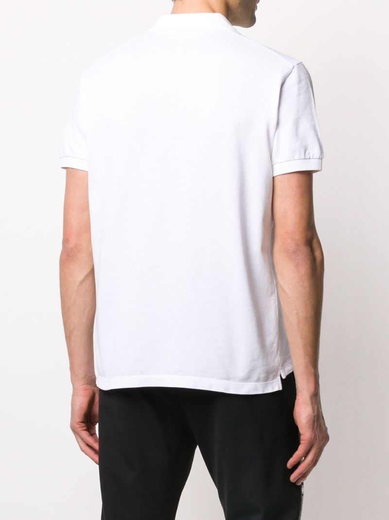 White Icon Print Cotton Polo Shirt