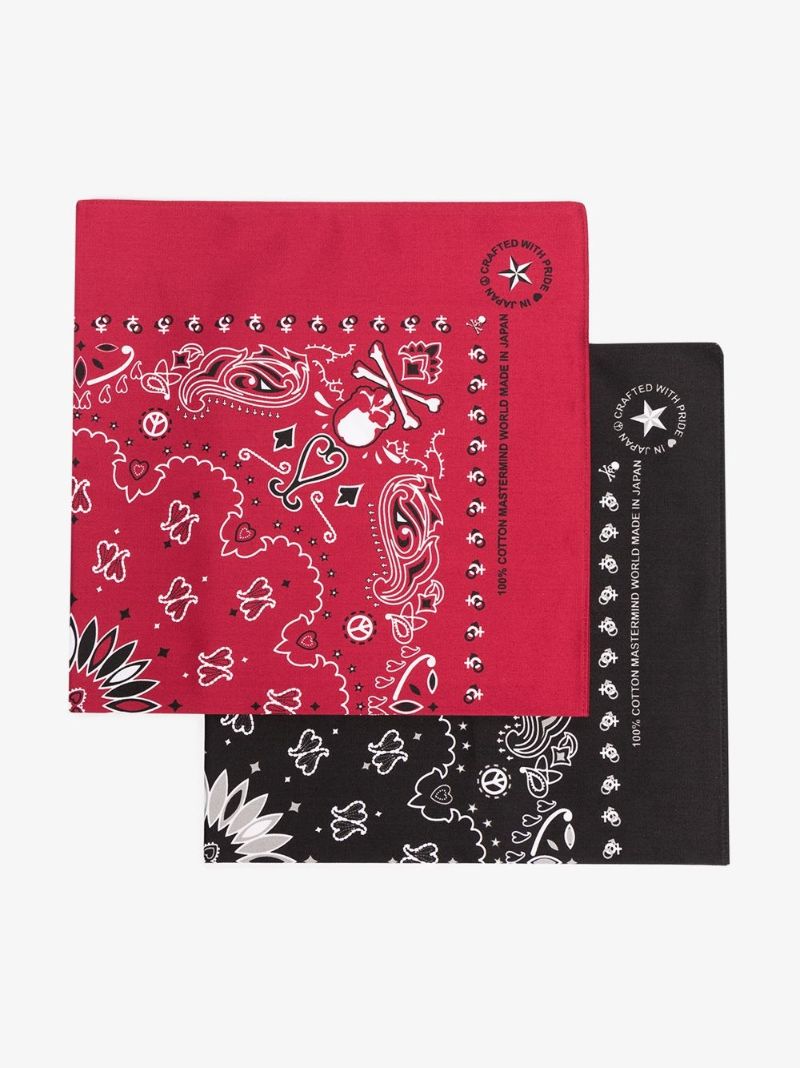 Black and Red Bandana Scarf Set