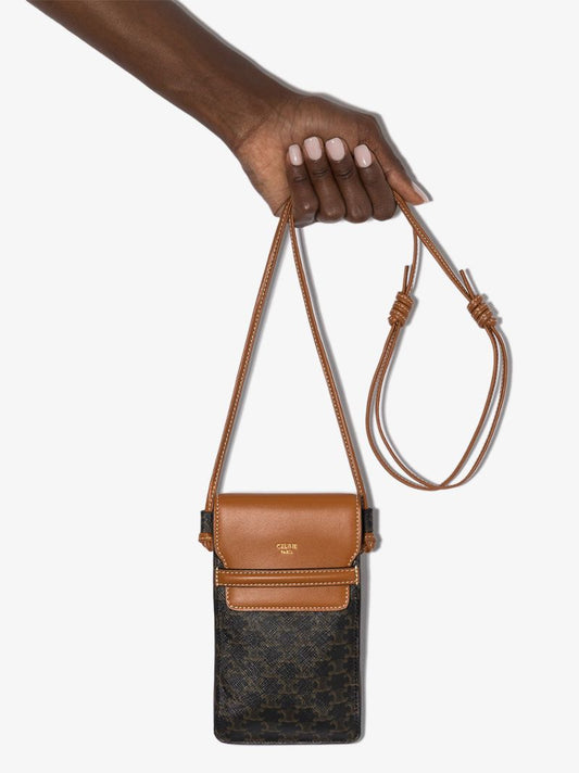 Brown Triomphe Phone Pouch