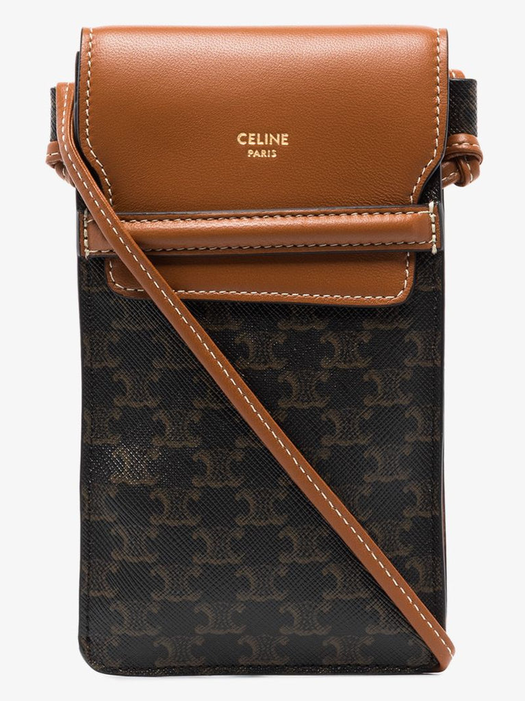 Brown Triomphe Phone Pouch