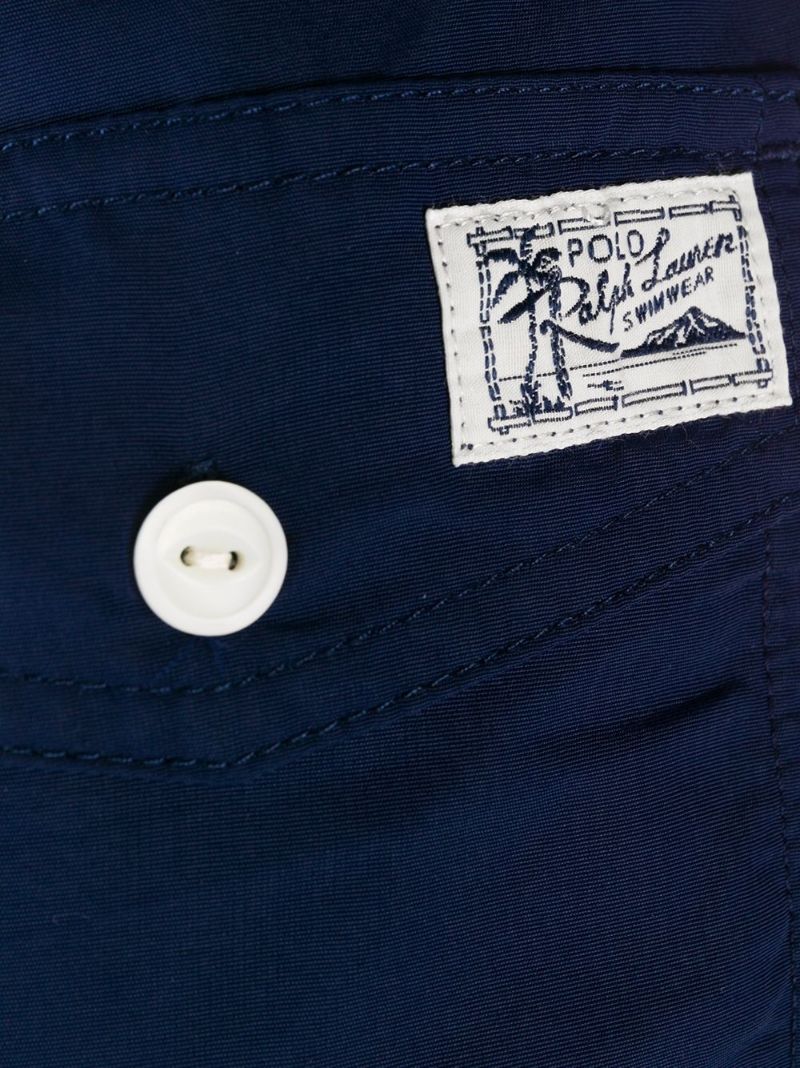 Blue Embroidered Logo Swimming Trunks