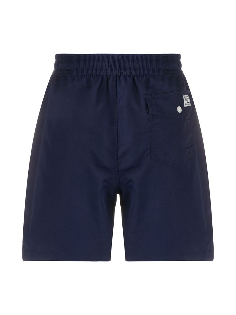 Blue Embroidered Logo Swimming Trunks