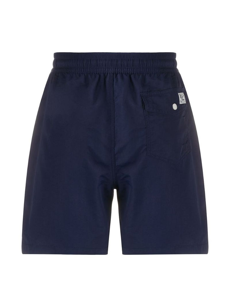 Blue Embroidered Logo Swimming Trunks