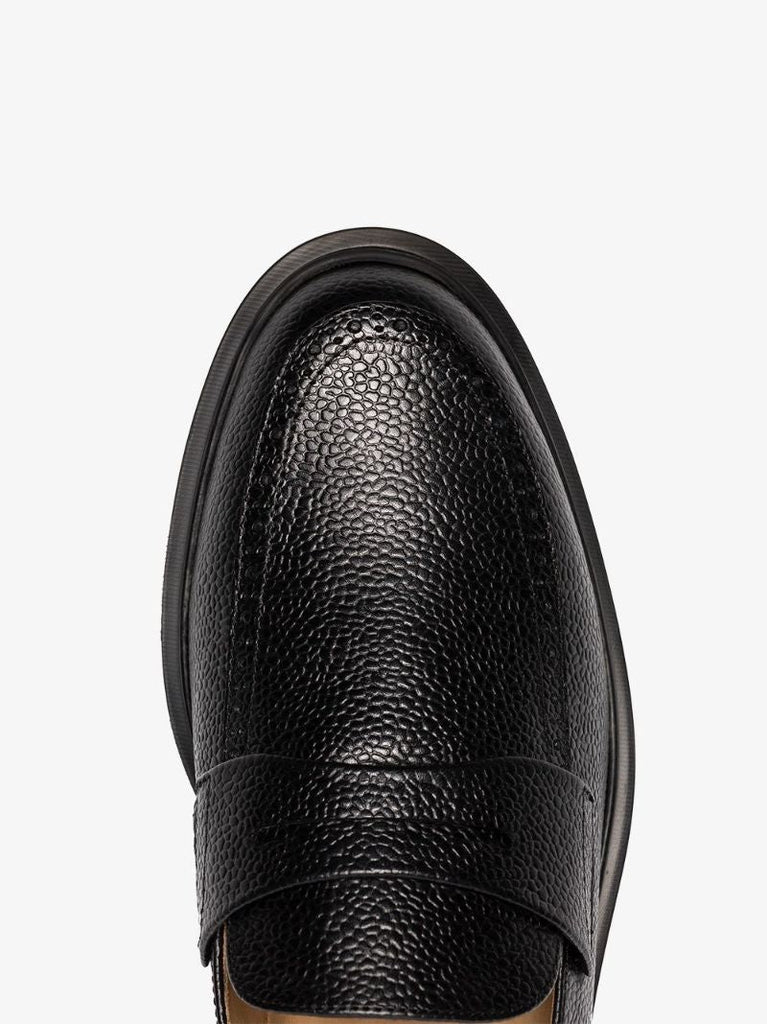 Pebble-grain Penny Loafers
