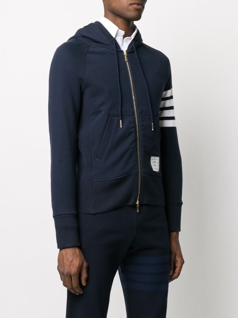 Blue 4-bar Zip-up Hoodie