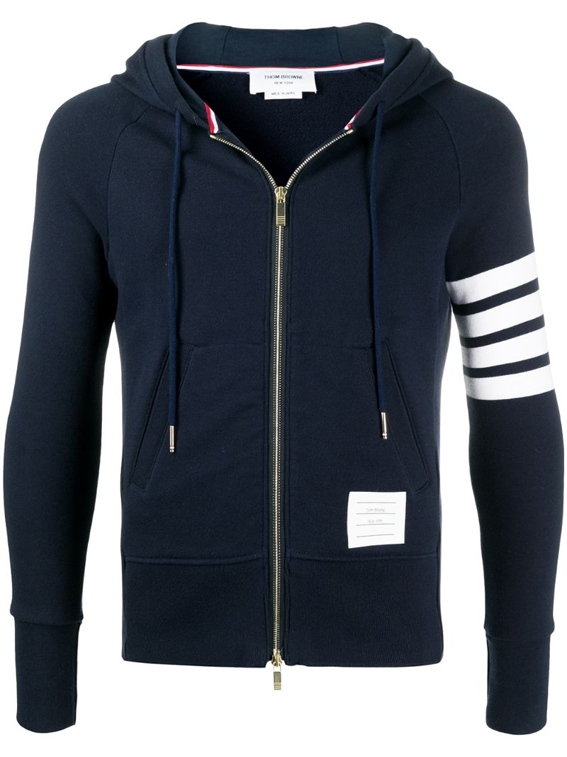 Blue 4-bar Zip-up Hoodie