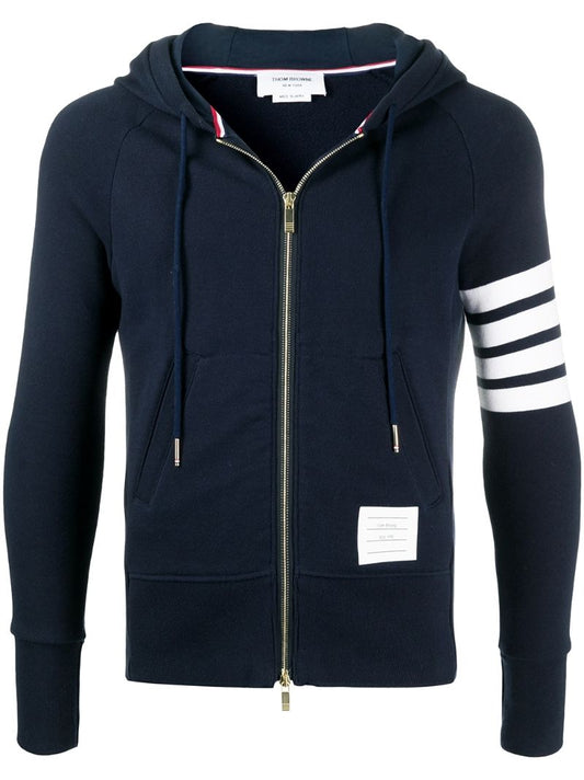 Blue 4-bar Zip-up Hoodie
