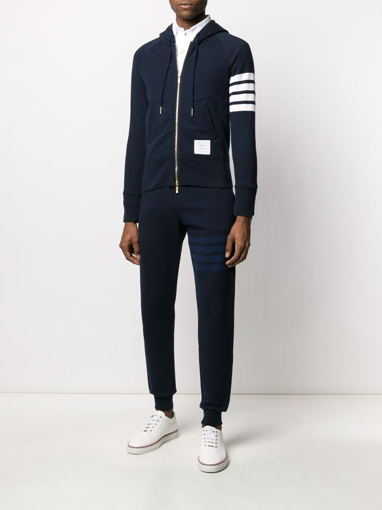 Blue 4-bar Zip-up Hoodie