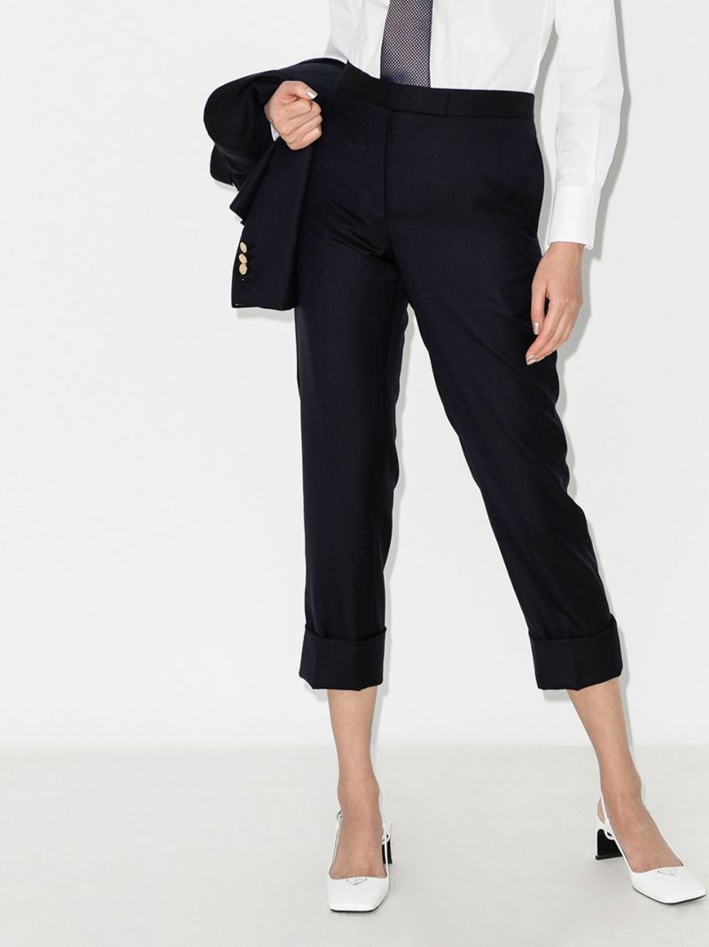 Cropped Slim Leg Trousers
