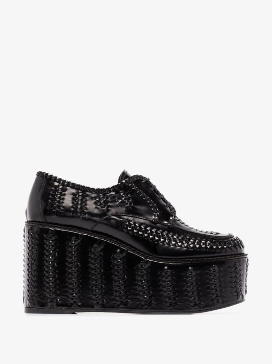 Black 95 Woven Leather Platform Brogues