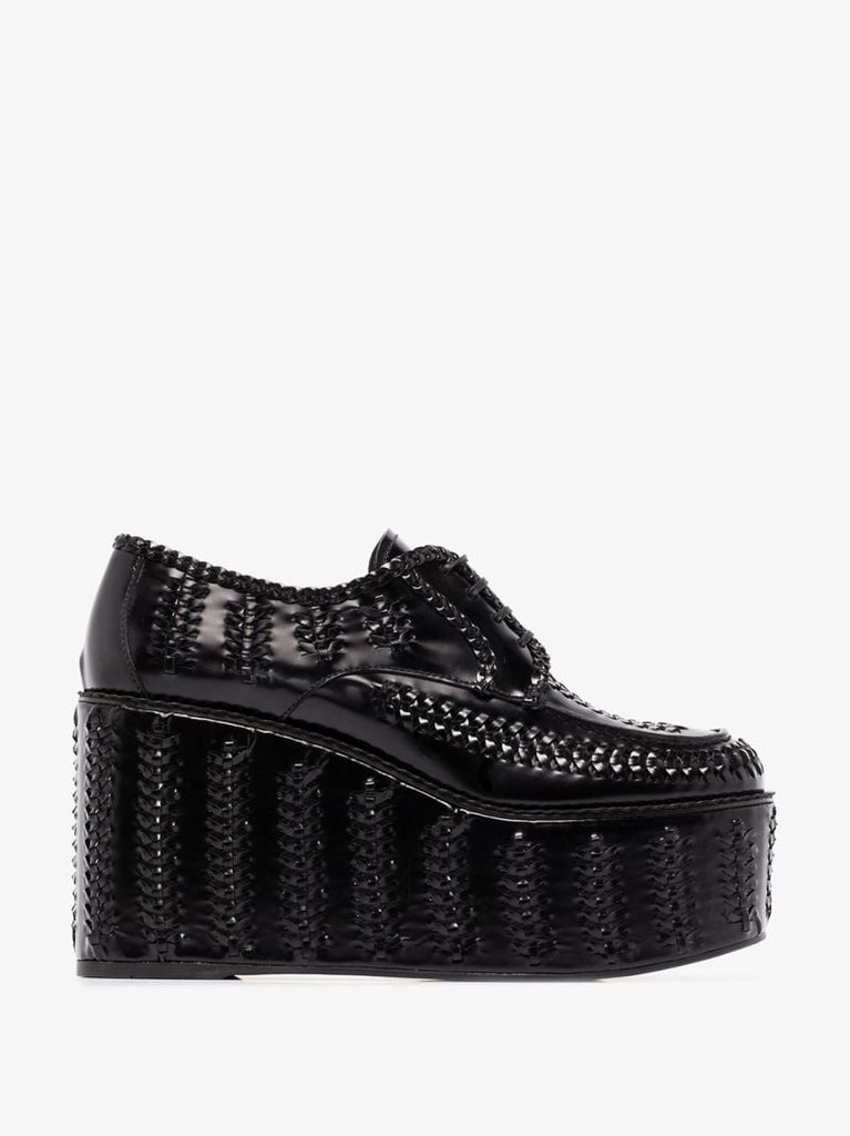 Black 95 Woven Leather Platform Brogues