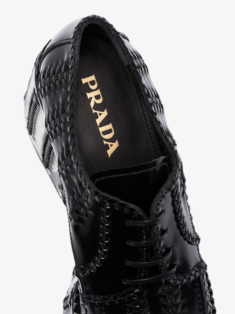 Black 95 Woven Leather Platform Brogues