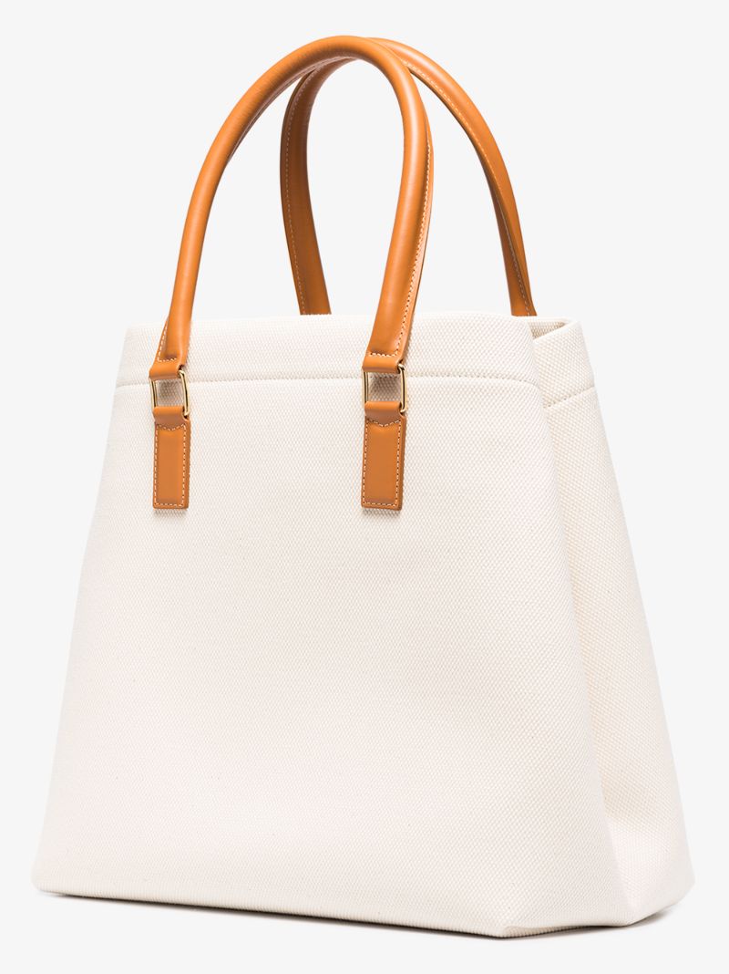 Neutral Horizontal Cabas Logo Print Tote Bag