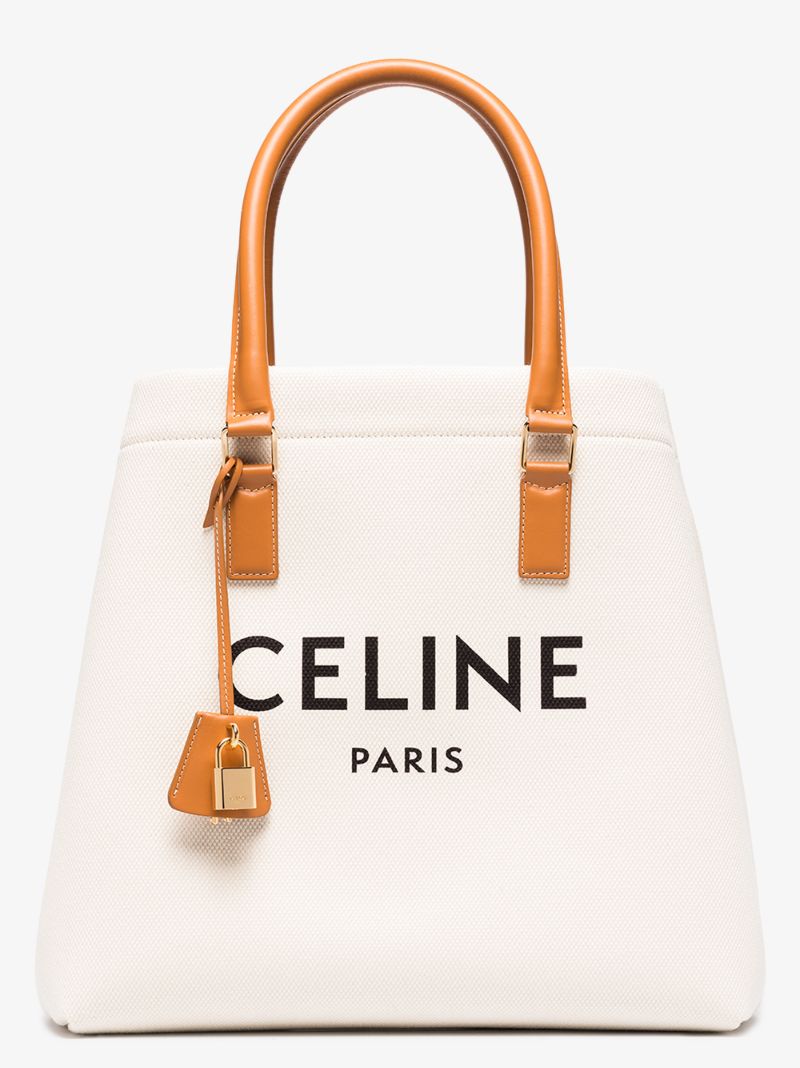 Neutral Horizontal Cabas Logo Print Tote Bag