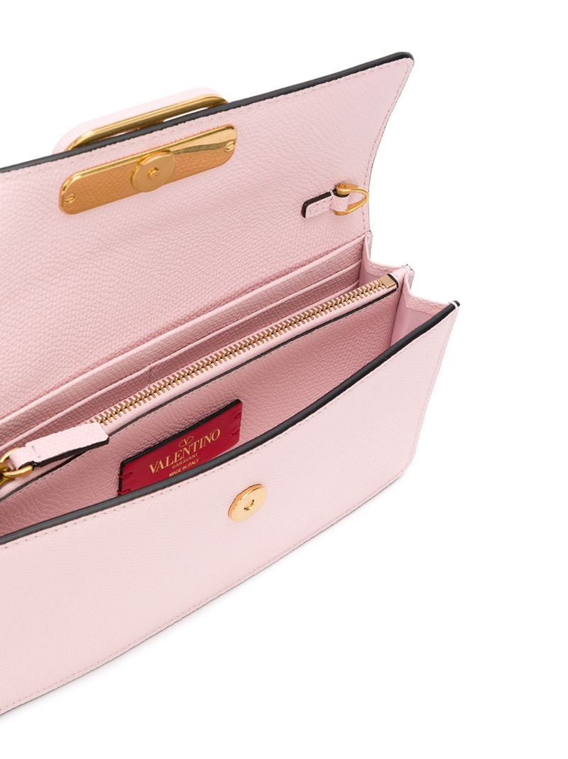 Pink Vlogo Signature Leather Chain Wallet