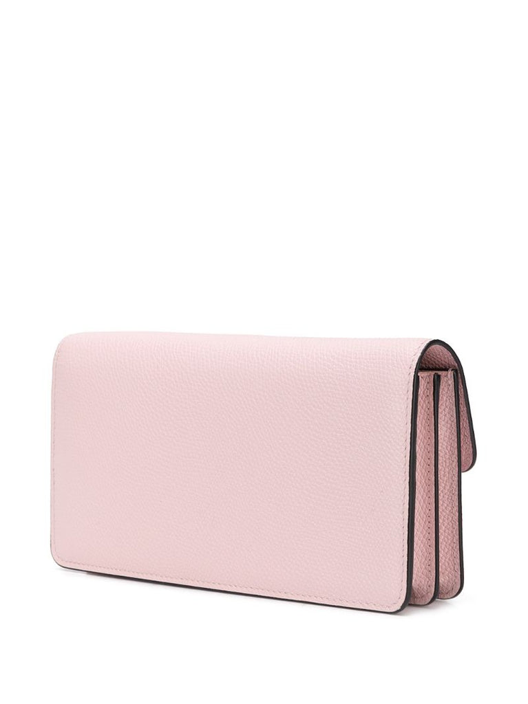 Pink Vlogo Signature Leather Chain Wallet
