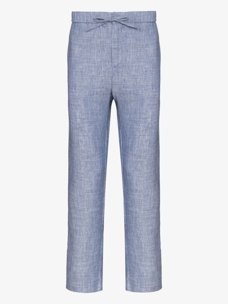 Blue Straight-leg Drawstring Trousers