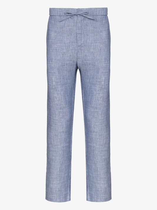 Blue Straight-leg Drawstring Trousers