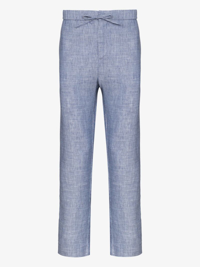 Blue Straight-leg Drawstring Trousers