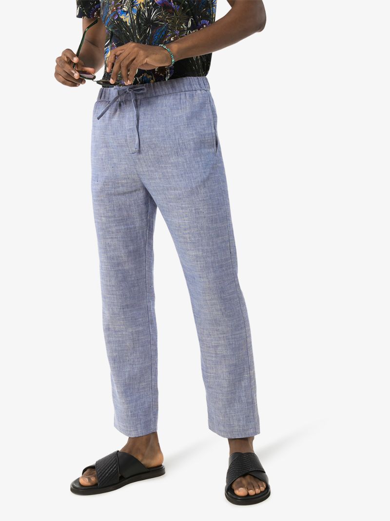 Blue Straight-leg Drawstring Trousers