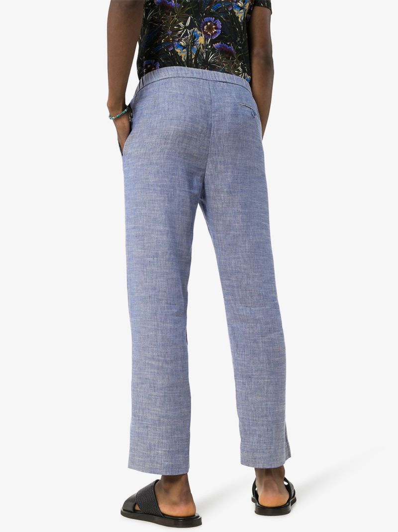 Blue Straight-leg Drawstring Trousers