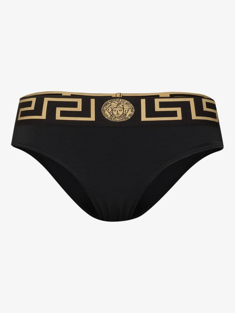 Black Greca Border Bikini Bottoms