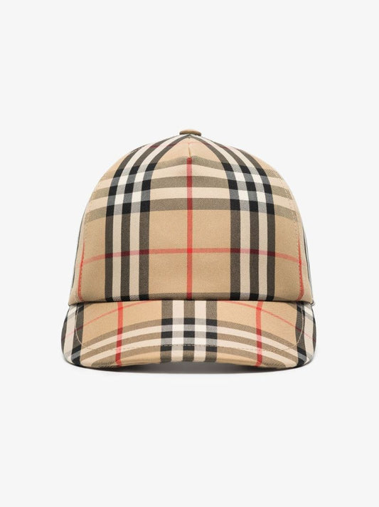 Brown Vintage Check Baseball Cap