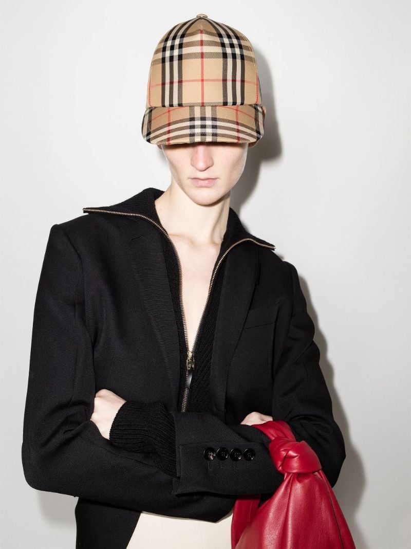 Brown Vintage Check Baseball Cap
