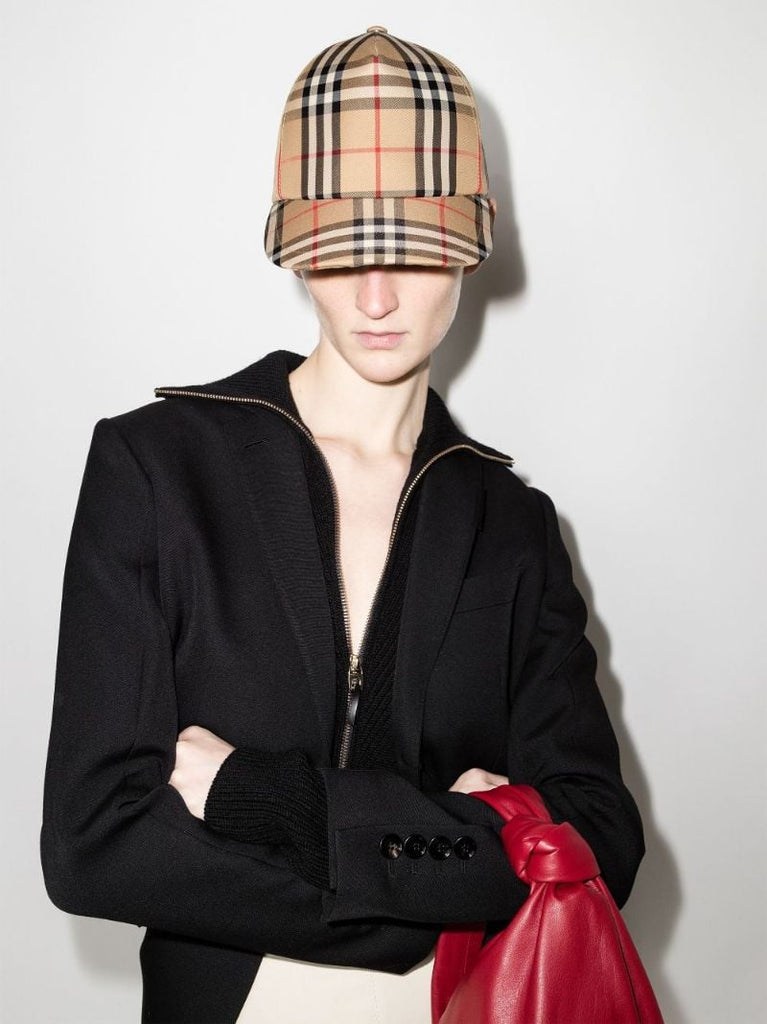 Brown Vintage Check Baseball Cap