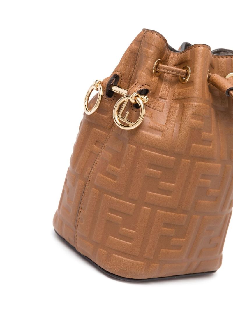 Brown Mon Tresor Mini Leather Bucket Bag