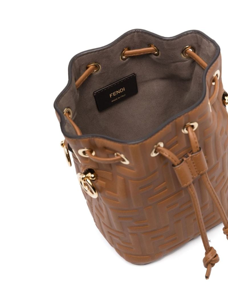 Brown Mon Tresor Mini Leather Bucket Bag