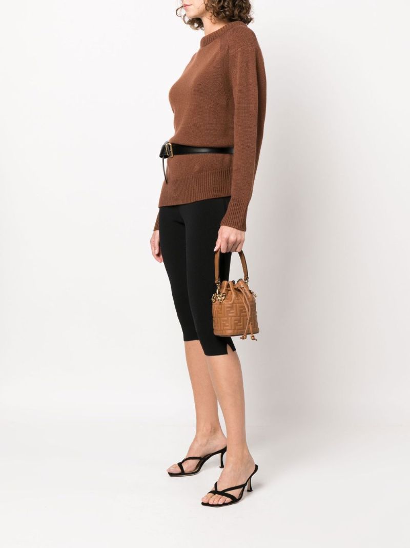 Brown Mon Tresor Mini Leather Bucket Bag