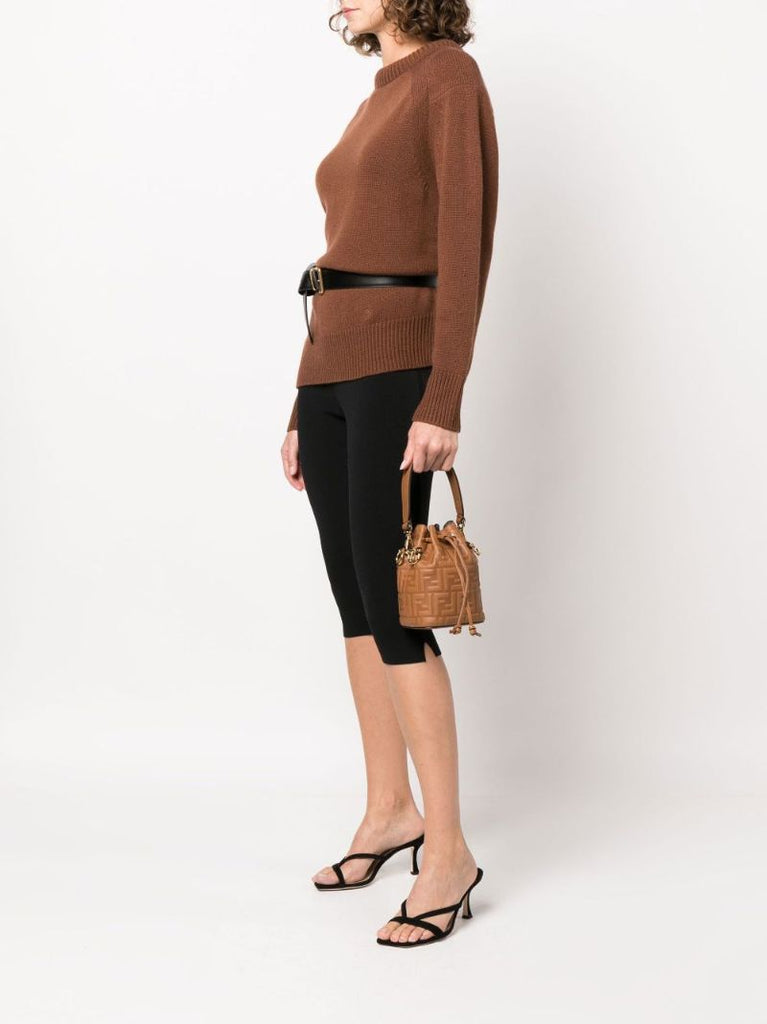Brown Mon Tresor Mini Leather Bucket Bag