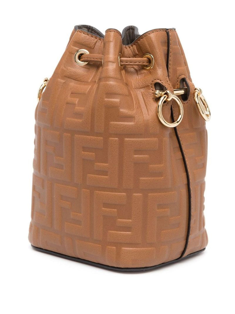 Brown Mon Tresor Mini Leather Bucket Bag