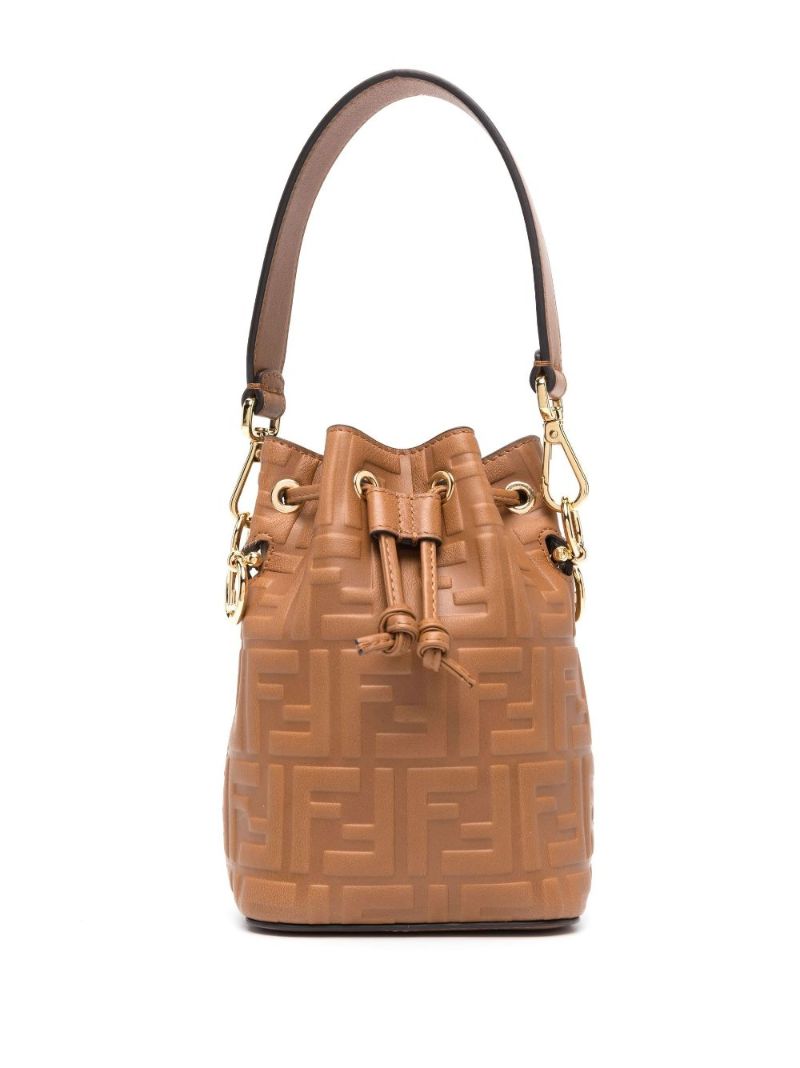 Brown Mon Tresor Mini Leather Bucket Bag