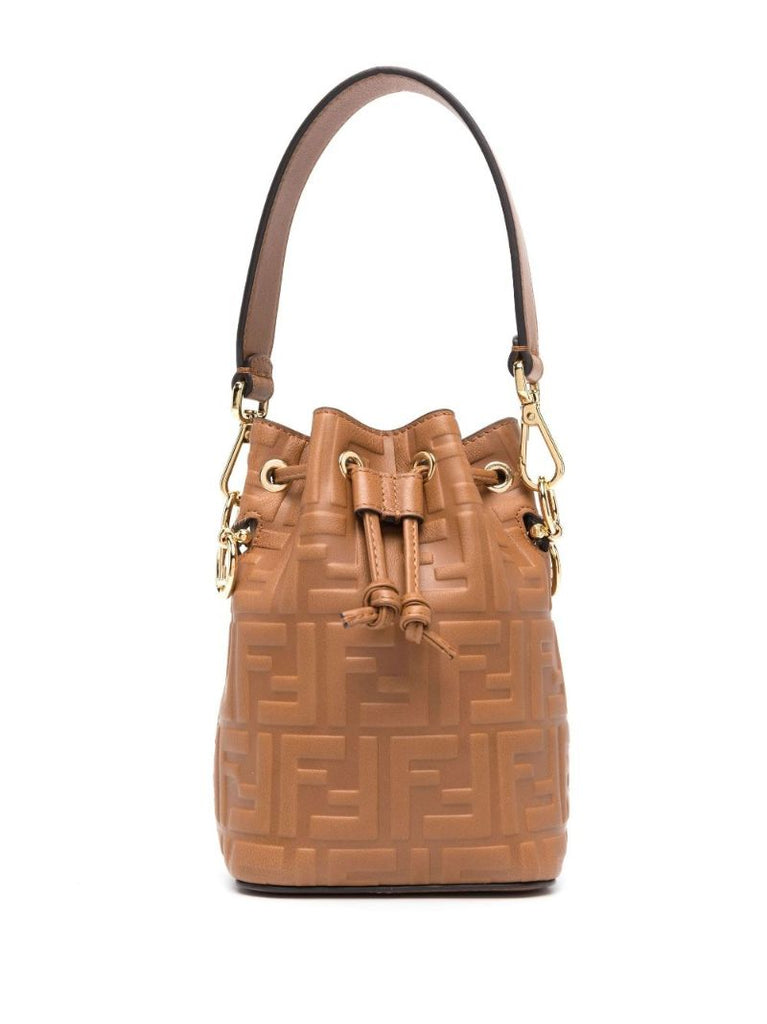 Brown Mon Tresor Mini Leather Bucket Bag