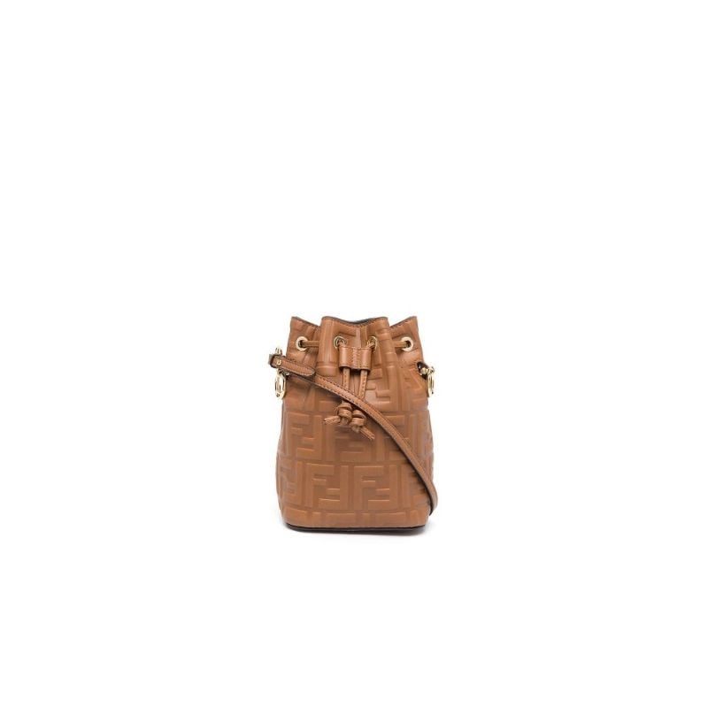 Brown Mon Tresor Mini Leather Bucket Bag