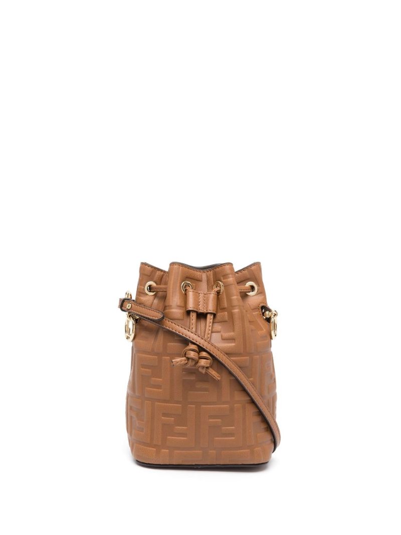 Brown Mon Tresor Mini Leather Bucket Bag