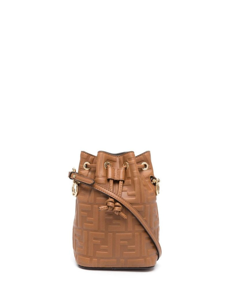 Brown Mon Tresor Mini Leather Bucket Bag