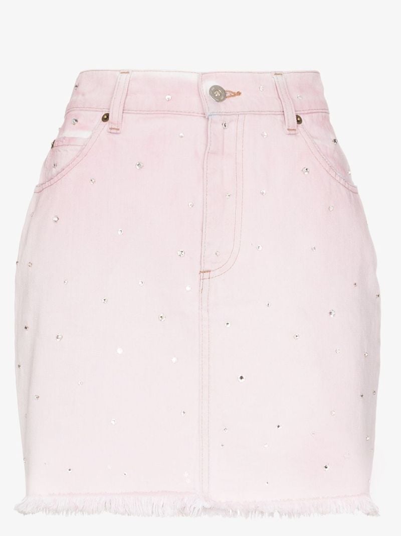 Crystal Embellished Denim Mini Skirt