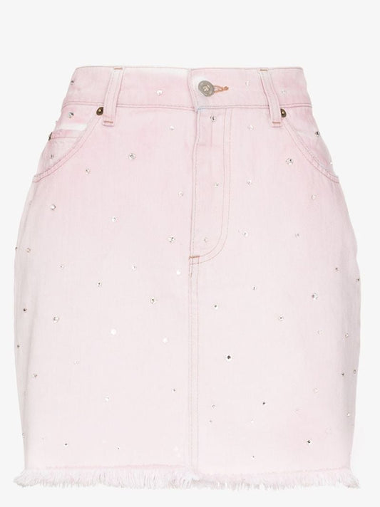 Crystal Embellished Denim Mini Skirt