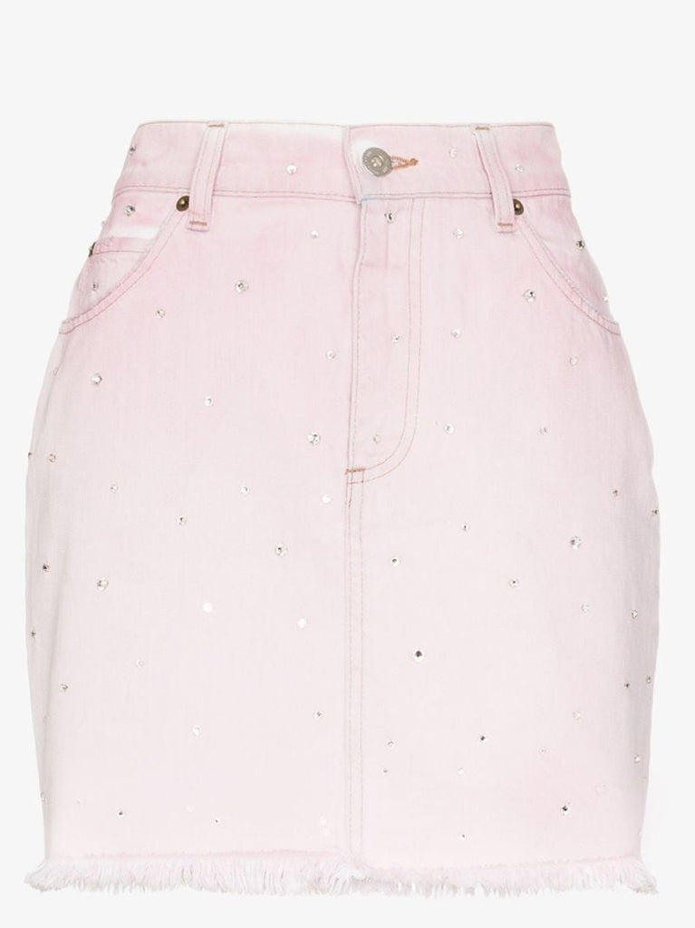Crystal Embellished Denim Mini Skirt